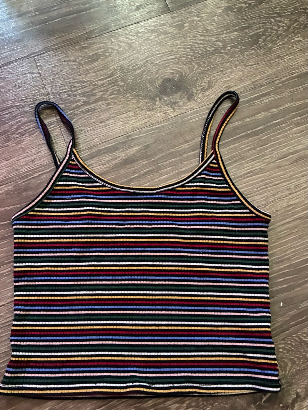 Striped Ribbed Tank Top - Black Multicolor